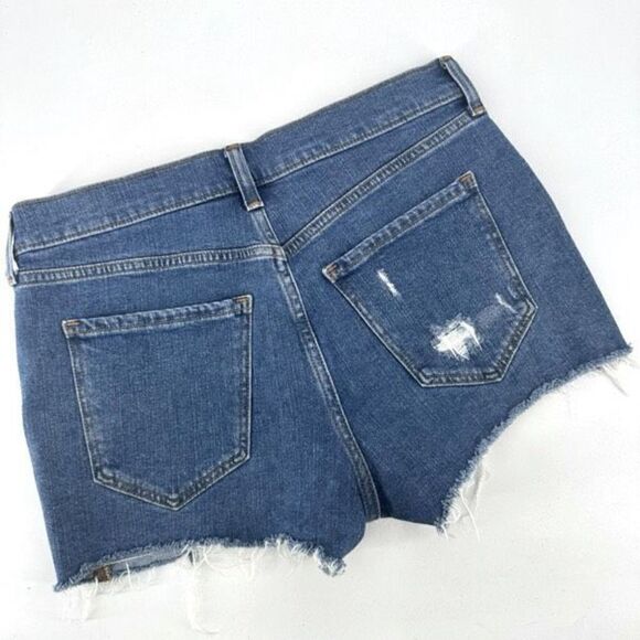 Old Navy Mid Rise Cut Off Blue Ripped Distressed Torn Denim Shorts Size 4 - Picture 2 of 8